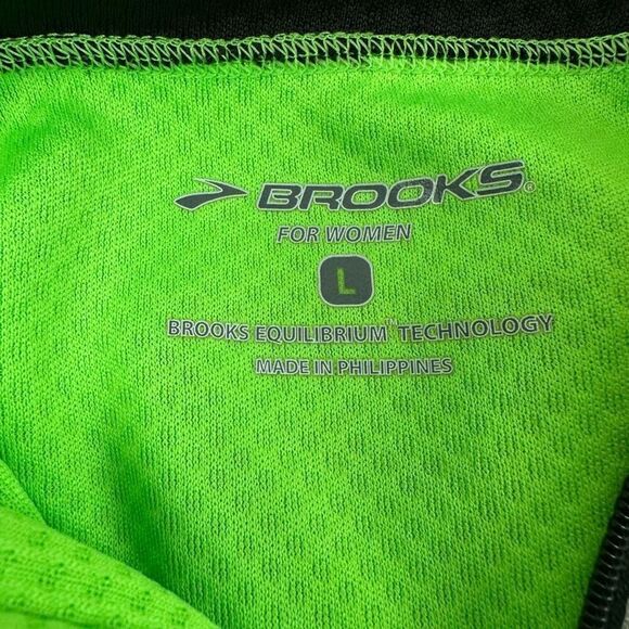 Brooks Running Women's L Equilibrium 1/4 Zip Performance Pullover Green Black - Picture 4 of 9